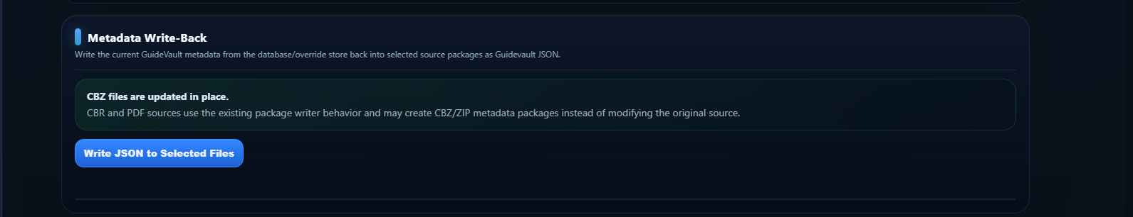 GuideVault Metadata Write-Back container.