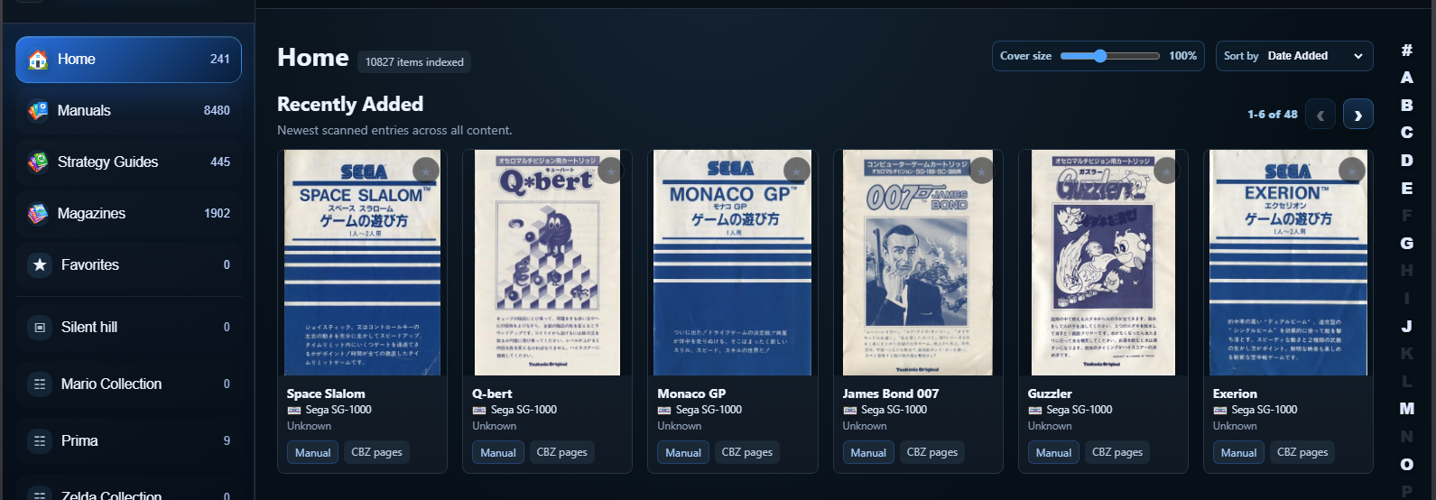 GuideVault Home page showing Recently Added shelf